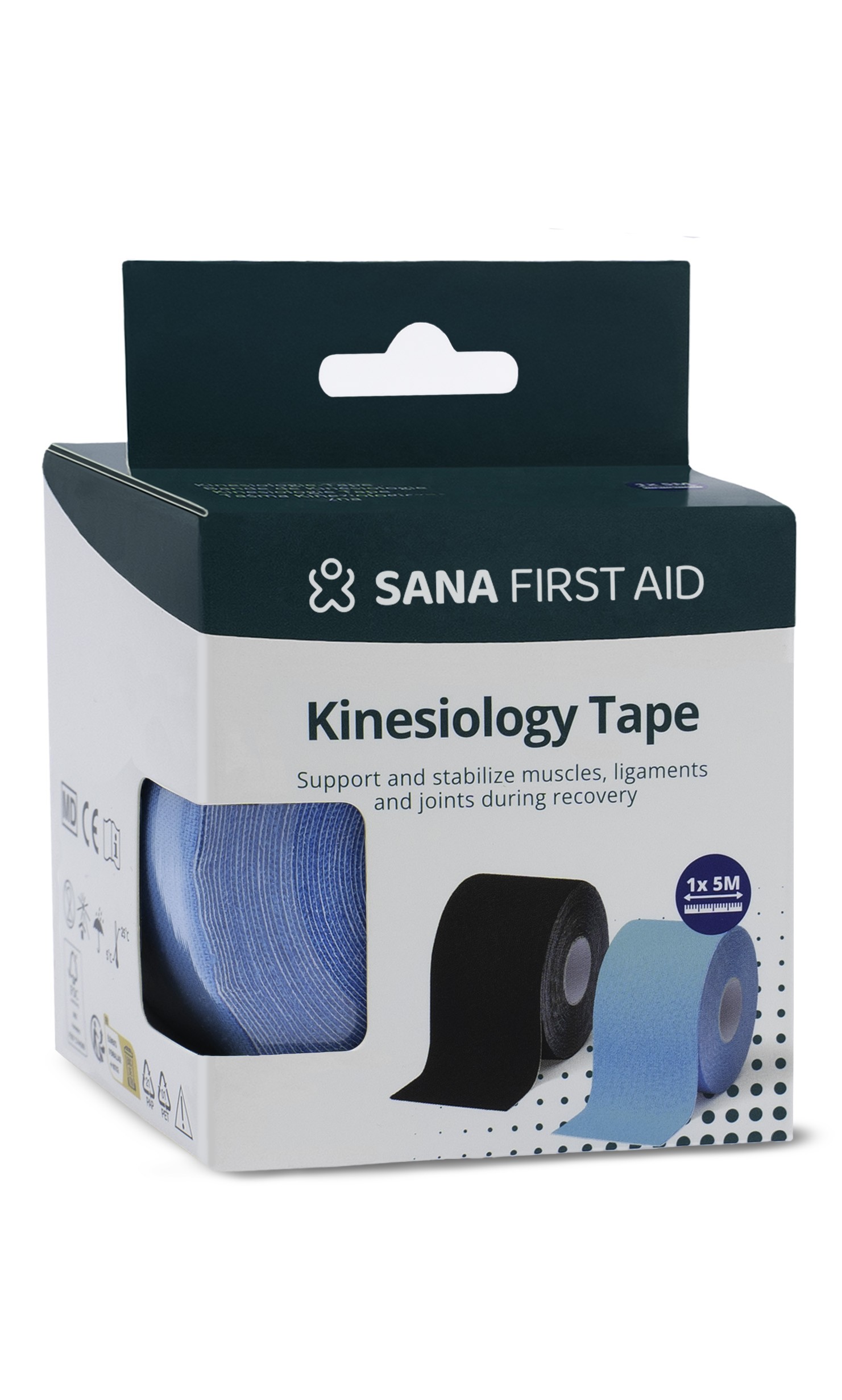 Sana First Aid Kinesiologietape 5x500 cm - Afbeelding 3